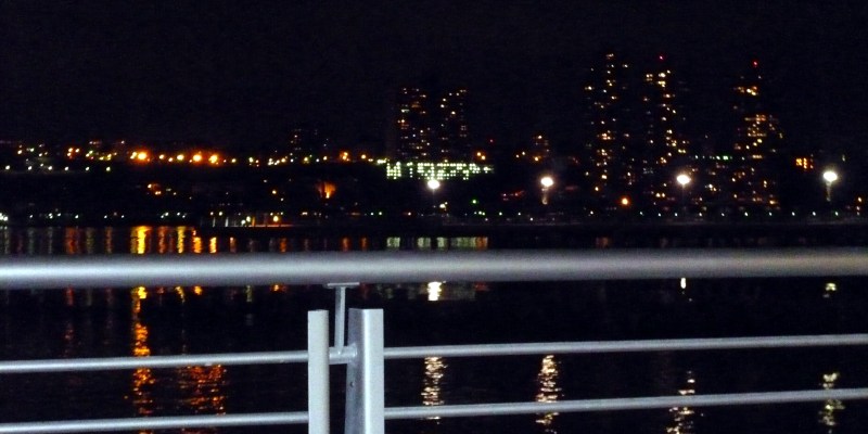 Hudson River at night.
